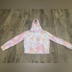 Pink orange white tie dye crop hoodie reflex size large
